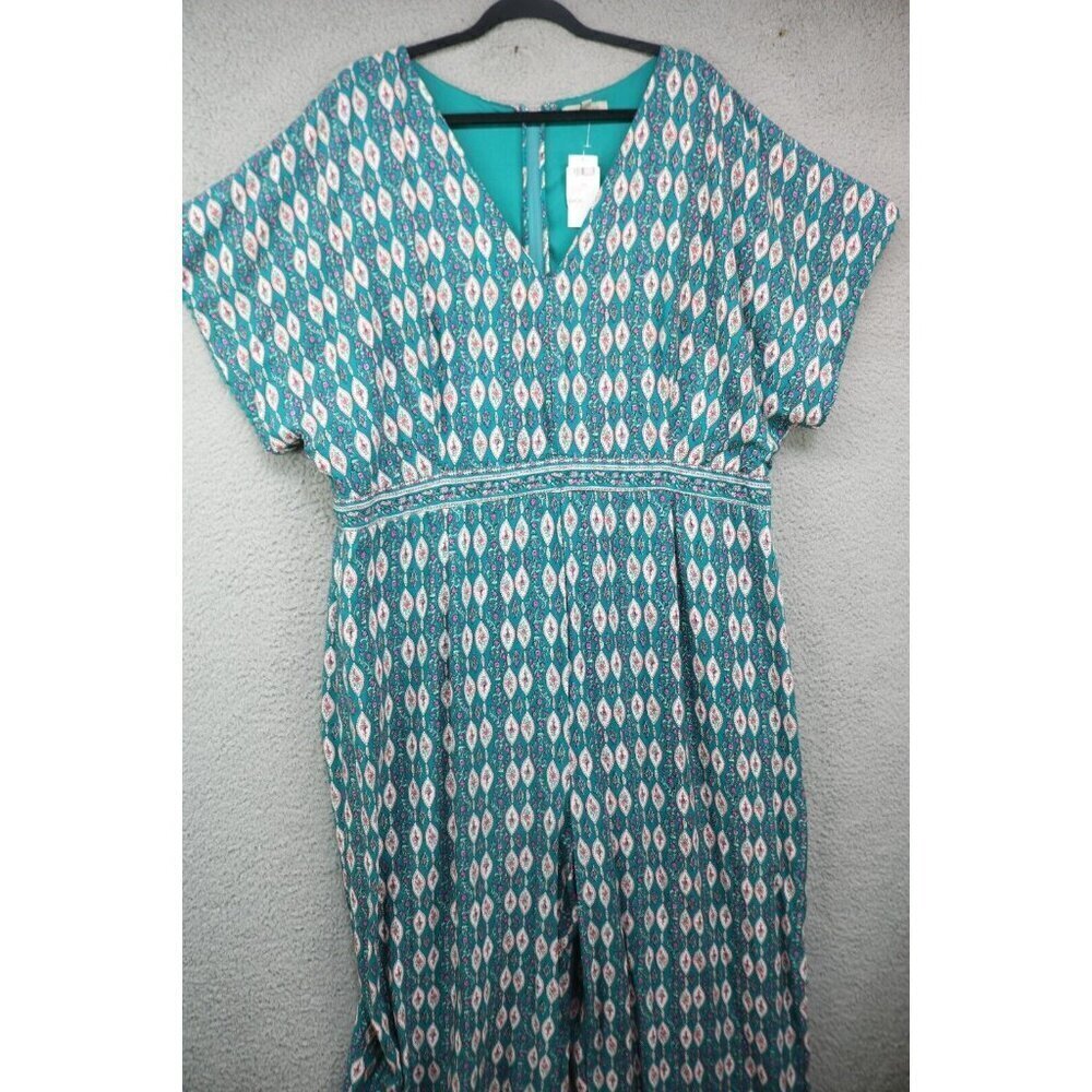 Wonderly Floral Silky Jumpsuit-Wide Leg-Size 3X-New w/Tags-Back Zip